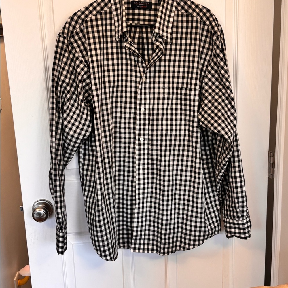 Roundtree & Yorke Black and White Plaid Shirt